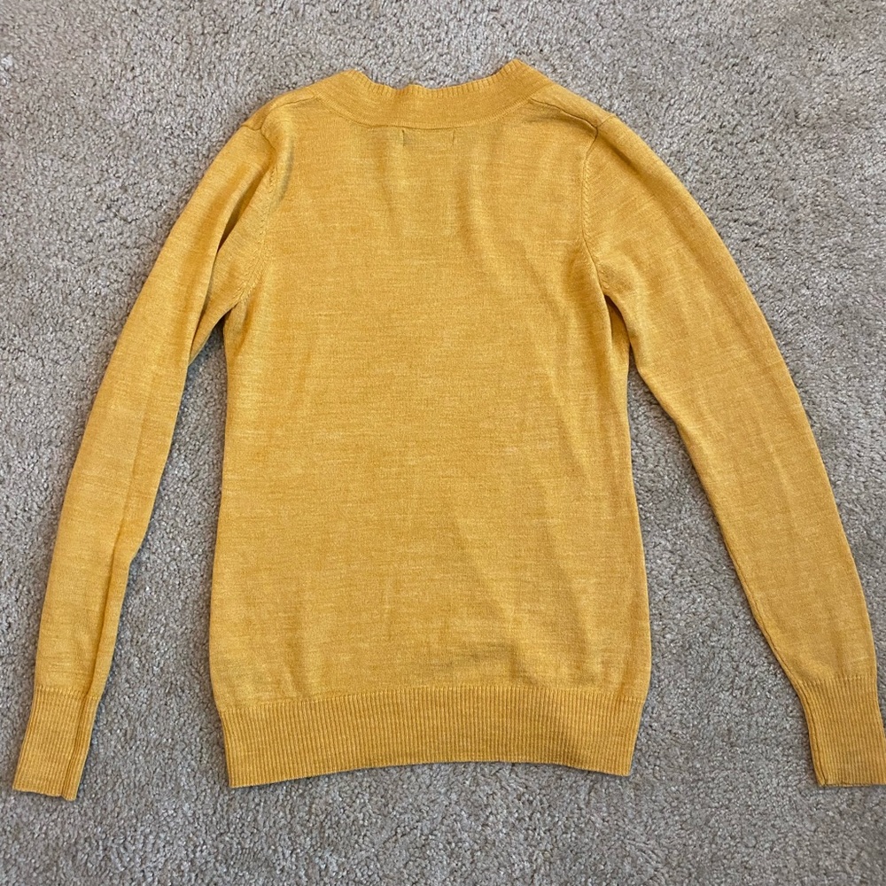 The Limited V-Neck Yellow Merino Wool Thin Sweater - Picture 2 of 3